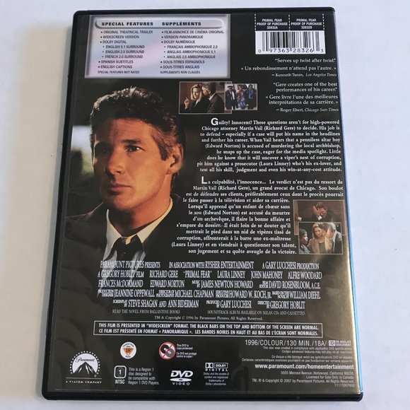 Primal Fear DVD - Picture 2 of 4